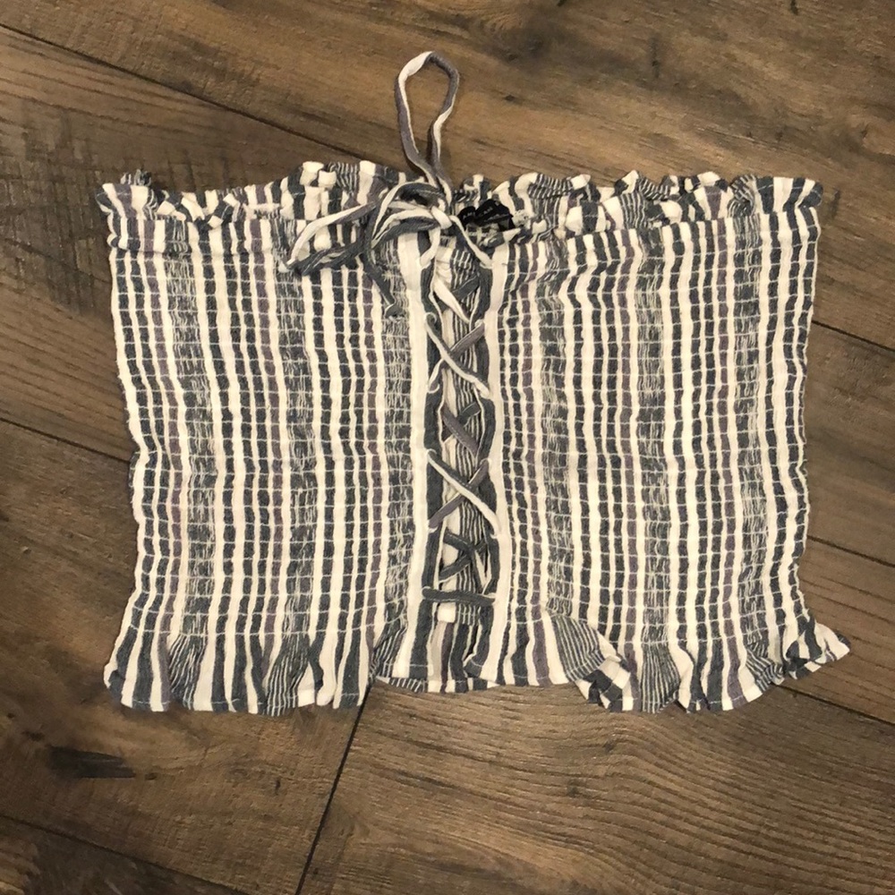 Stripped smocked crop top